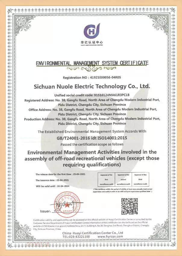 golf cart supplier Certificate -2